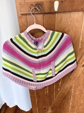 GAP Toddler Striped Knit PONCHO in Lavender, Pink & Lime